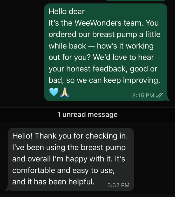 WeeWonders customer — WhatsApp message