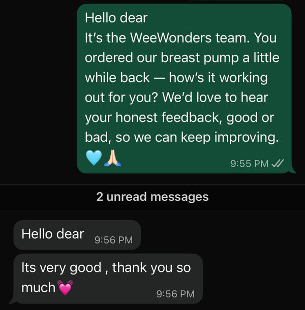WeeWonders customer — WhatsApp message
