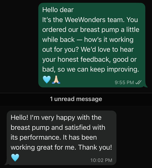 WeeWonders customer — WhatsApp message